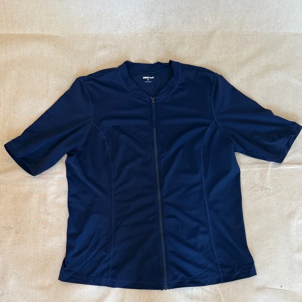 Women's - Land's' End - Short Sleeve Full-Zip Rash Guard - Size XL(18) - Navy - Picture 1 of 10